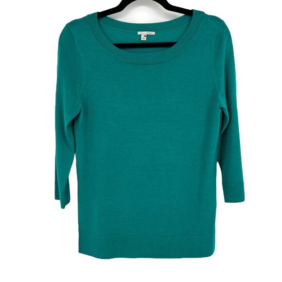 Halogen Teal Blue Merino Wool 3/4 Sleeve Sweater Size Small - Picture 14 of 14